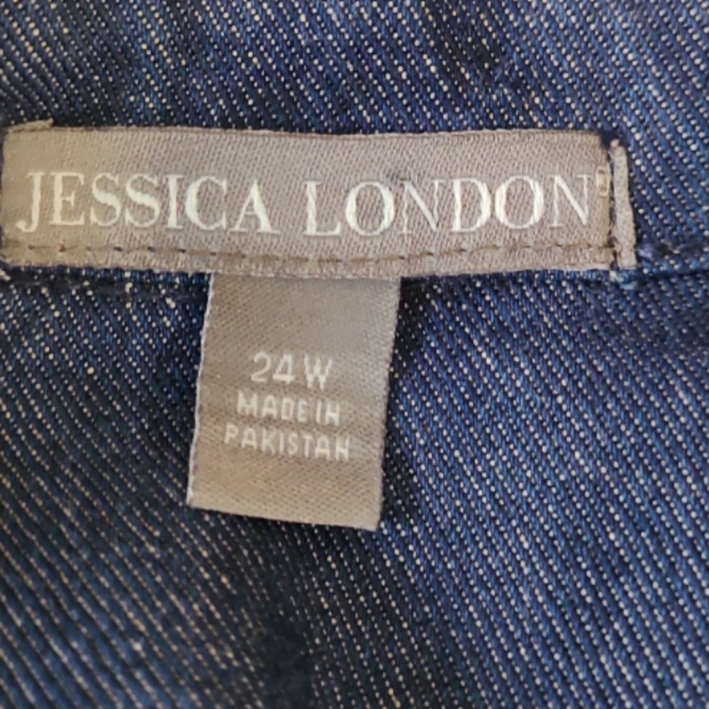 Jessica London Women's SZ 24W Denim Peplum Jacket pockets casual Boho everyday - Picture 3 of 11